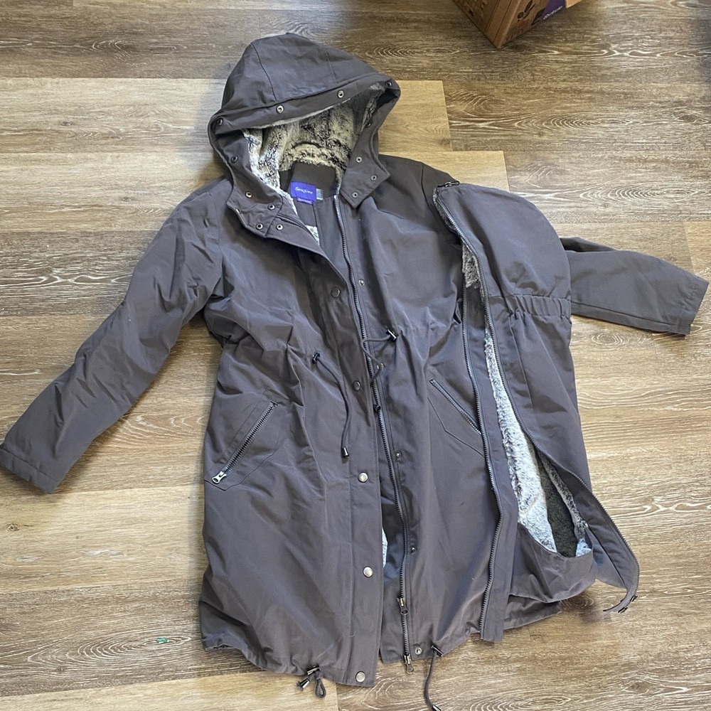 Seraphine Gray Fur-Lined Coat